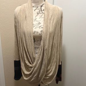 🆕 Infinity Sweater Cream Ribbed w/ Plaid Detail